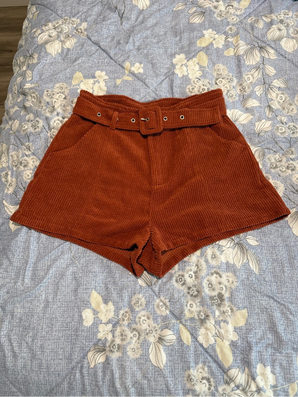 High-Waist Corduroy Women's Shorts Size Small Retro 70s Rust Altar’d State